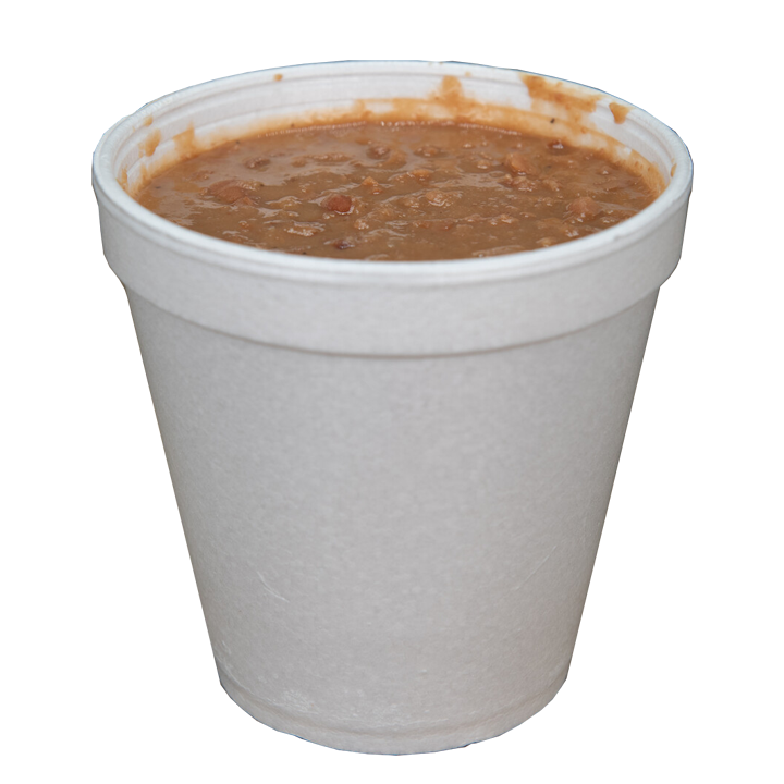 Side of refried beans byte coffee burritos